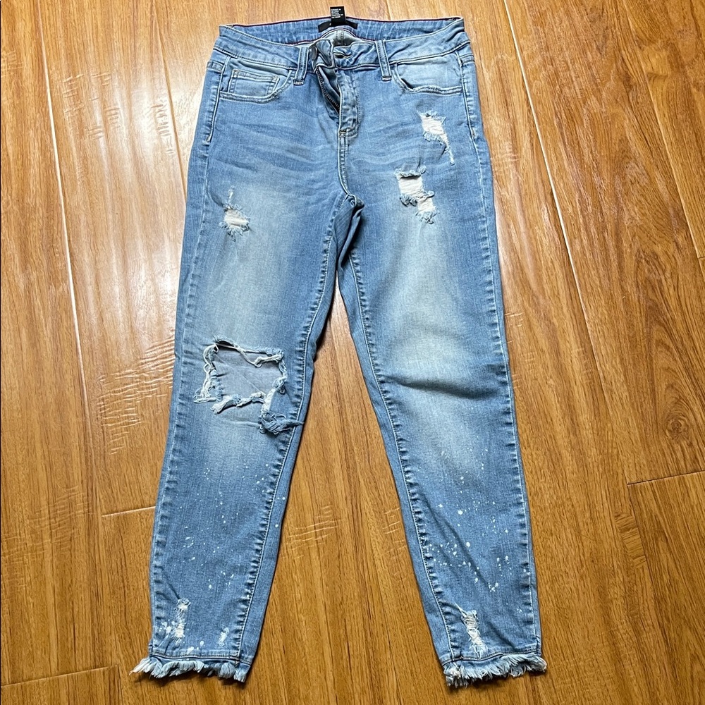 Medium wash distressed jeans